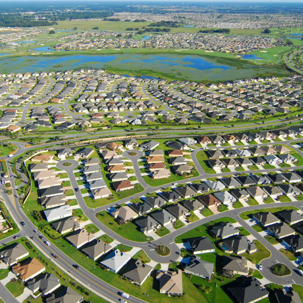 overhead view of a neighborhood
