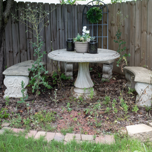 Backyard bench and table